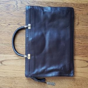 Vintage Dark Brown Leather Caprice Purse Shoulder Bag And Briefcase Combo